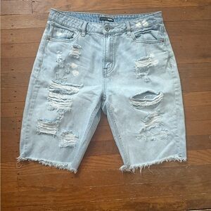 FASHION NOVA Distressed Light Blue Denim Shorts, size 9